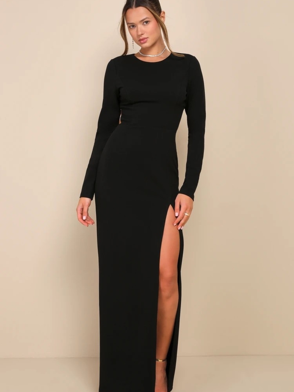 Lulus Long Sleeve Cutout Column Maxi Dress.